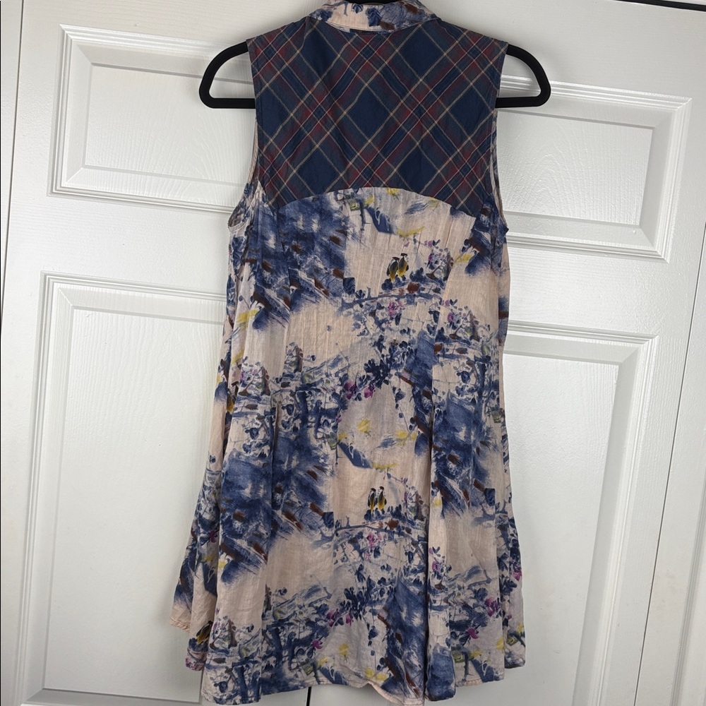 Arrata Silent Journey Abstract Floral Cotton Button Boho Tunic Size Medium - Picture 7 of 11